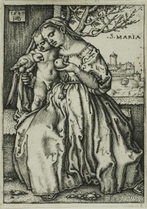 Panna a dítě s papouškem od Hans Sebald Beham