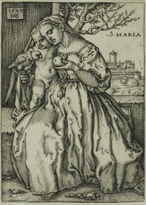 Panna a dítě s papouškem od Hans Sebald Beham