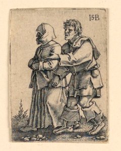 Svatební průvod: Pár kráčí vlevo, žena v čepici od Hans Sebald Beham