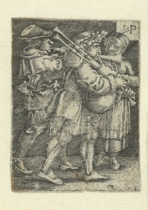 Dva muzikanti a dívka od Hans Sebald Beham