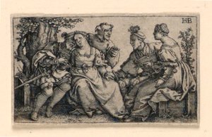Dva páry a Buffoon od Hans Sebald Beham