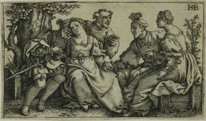 Dva páry a Buffoon od Hans Sebald Beham