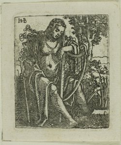 Žena s harfou od Hans Sebald Beham