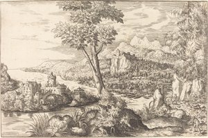 Krajina se třemi muži, c. 15581559. od Hans Sebald Lautensack