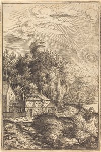 Krajina s hradem a zářícím sluncem, 1553.