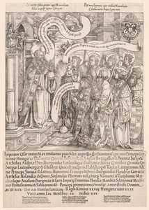 Maxmilián představený Jeho patrony Všemohoucímu, 1519.