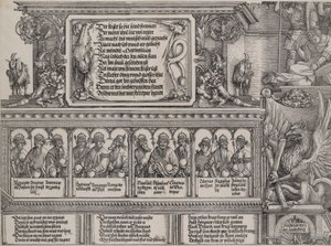 Horní část levého portálu s nápisem na lví kůži, vlys s B..., 1515.
