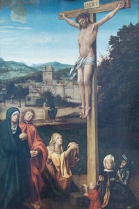 Kristus ukřižovaný s Marií, svatým Janem, svatou Marií Magdalenou a patrony