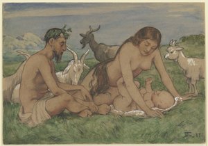 Rodina faunů od Hans Thoma
