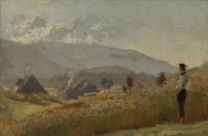 Mladý rolník na obilném poli od Hans Thoma