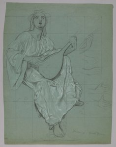 Lutnistka (přední a zadní strana) od Hans Thoma