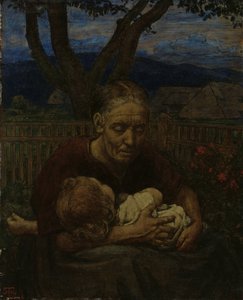 Matka a dítě v zahradě od Hans Thoma