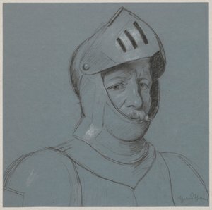 Busta rytíře v brnění od Hans Thoma