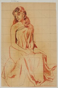 Studie mladé ženy zahalené do drapérie od Hans Thoma