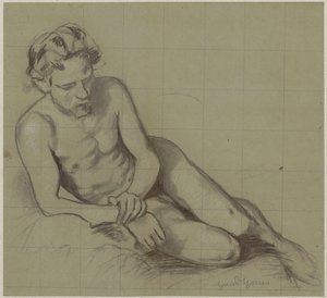 Studie nahého muže ležícího na pravém boku od Hans Thoma