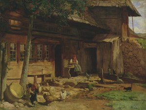 Rodičovský dům v Bernau, 1866 (olej na plátně na kartonu) od Hans Thoma