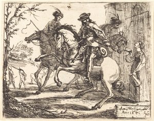 Tři jezdci před hostincem od Hans Ulrich Franck