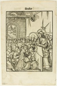 Kristus káže, z Leben Jesu Christi, deska 19 z Dřevorytů z knih XVI. století od Hans Wechtlin I