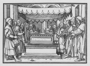 David ustanovil kapelu pěvců a hudby ke chválení Pána, 1 Letopisy XVI, 4 od Hans after Holbein the Younger