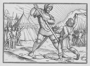 David Killeth Goliáš, 1. Samuel XVII, 49 od Hans after Holbein the Younger