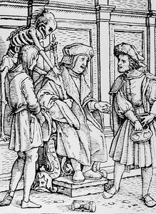 Smrt a soudce, z Tanec smrti, vyryl Hans Lutzelburger, kolem roku 1538 od Hans after Holbein the Younger