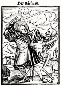 Smrt a šlechtic, z Tanec smrti, vyryl Hans Lutzelburger, kolem roku 1538 od Hans after Holbein the Younger