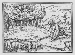 Bůh se zjevuje Mojžíšovi v hořícím keři, Exodus III, 5 od Hans after Holbein the Younger