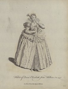 Zvyk královny Alžběty z Holbeinu v roce 1551 od Hans after Holbein the Younger