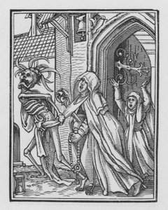 Holbeinův tanec smrti: Abatyše od Hans after Holbein the Younger