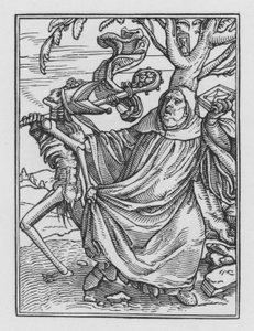 Holbeinův tanec smrti: Opat od Hans after Holbein the Younger