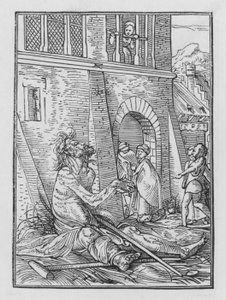 Holbeinův tanec smrti: Žebrák od Hans after Holbein the Younger