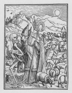Holbeinův tanec smrti: Biskup od Hans after Holbein the Younger