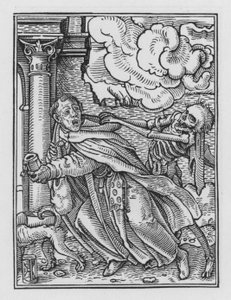 Holbeinův tanec smrti: Žebravý mnich od Hans after Holbein the Younger