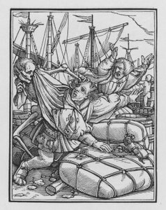 Holbeinův tanec smrti: Obchodník od Hans after Holbein the Younger