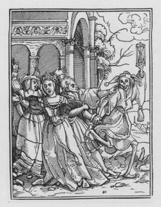 Holbeinův tanec smrti: Královna od Hans after Holbein the Younger
