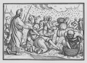 Izraelité reptají pro nedostatek chleba, Exodus XVI, 4 od Hans after Holbein the Younger