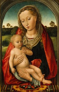 Panna a dítě, cca 1487 (olej na dubovém panelu) od Hans after Memling