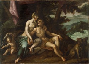 Venuše a Adonis od Hans von Aachen