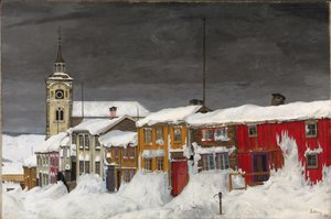 Ulice v Roros v zimě od Harald Oscar Sohlberg