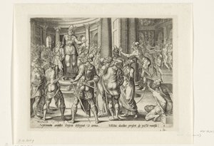Joash představil armádě Historie Joash a Queen Atalja (název série) od Harmen Jansz Muller
