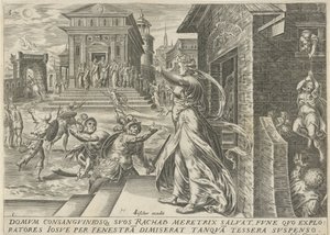 Rahab nechá špiony uniknout oknem The History of Joshua (název série)