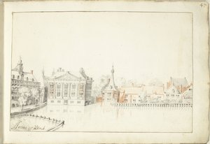 Pohled na budovy na Hofvijver, Haag od Harmen ter Borch (signed by artist)