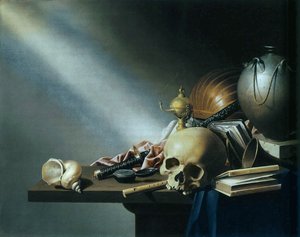 Still Life: An Alegorory of the Vanities of Human Life, cca 1640 (olej na dubovém panelu)