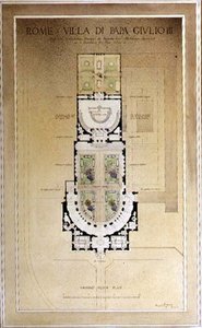 Půdorys přízemí Villa di Papa Giulio v Římě od Harold Chalton Bradshaw