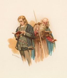 Hamlet čte s Poloniem vzadu od Harold Copping