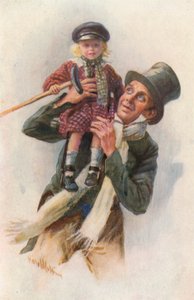 Ilustrace pro Vánoční koledu od Charlese Dickense (barevné lito) od Harold Copping