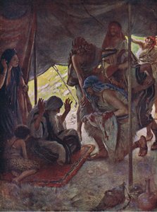 Josephův kabát přinesený Jacobovi, ilustrace ze série Pictures That Teach The Crown Series, 1920 od Harold Copping