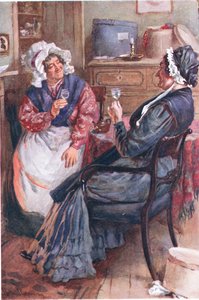 Sarah Gamp a Betsey Prig, ilustrace pro náčrtky postav od Dickense sestavené B.W. Matz, 1924 od Harold Copping