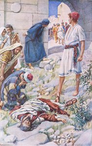 St Paul stoned, ilustrace z Harold Copping Pictures: The Crown Series, c.1920 od Harold Copping
