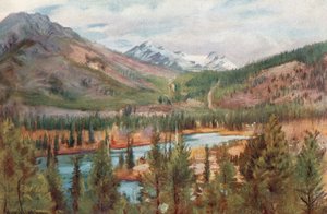 Řeka Bow v Banffu od Harold Copping